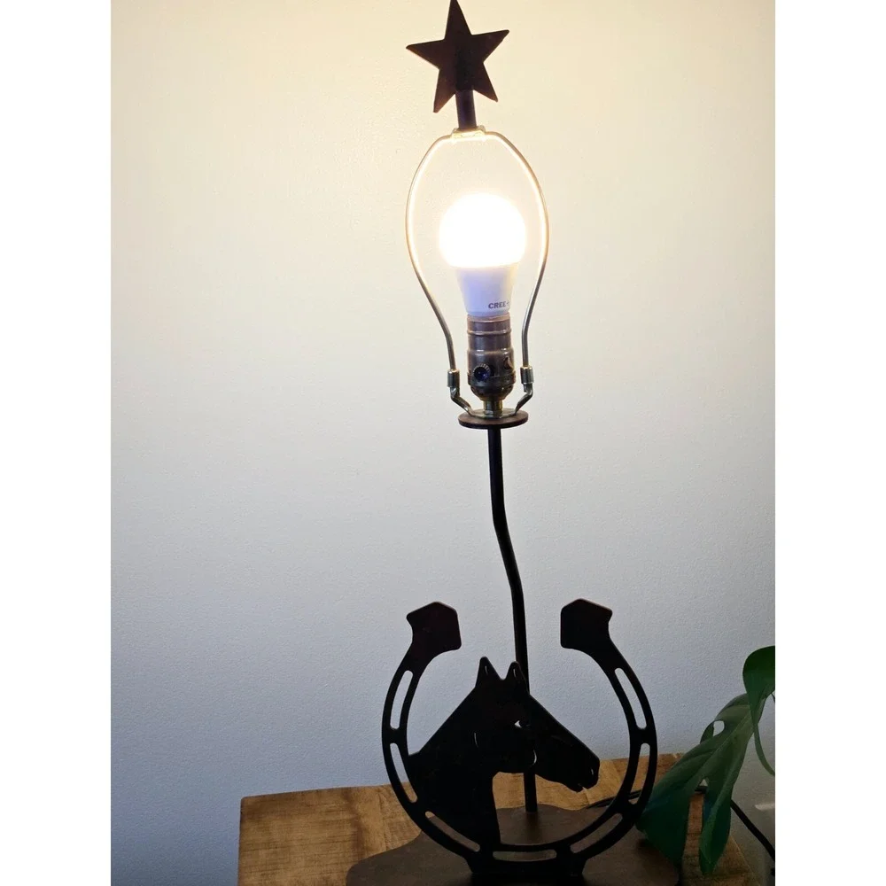 Lucky Horseshoe Table Lamp/Rustic Table Lamp Cabin Style Ranch Made In USA